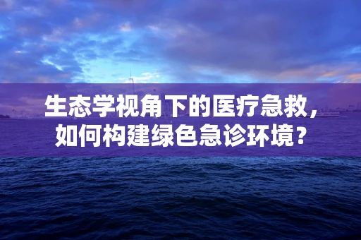 生态学视角下的医疗急救，如何构建绿色急诊环境？