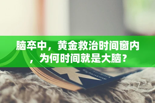 脑卒中，黄金救治时间窗内，为何时间就是大脑？