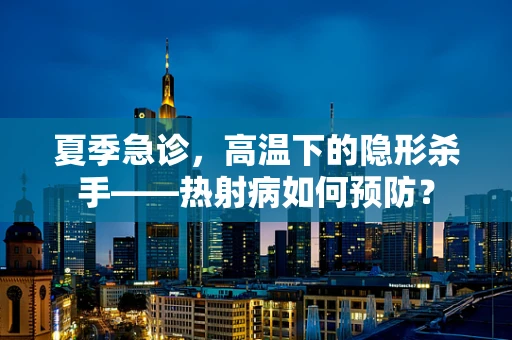 夏季急诊，高温下的隐形杀手——热射病如何预防？